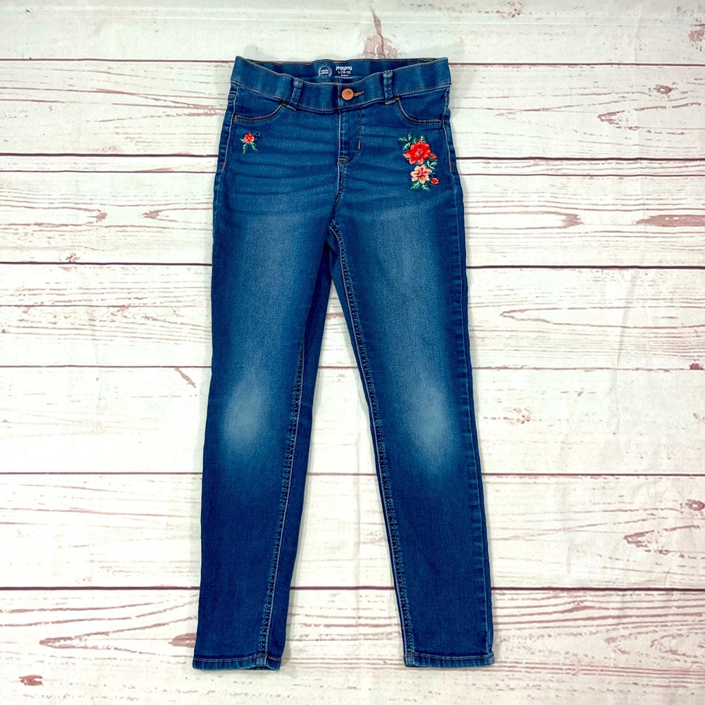 Wonder Nation Flower Embroidered Jeggings - Large 10/12